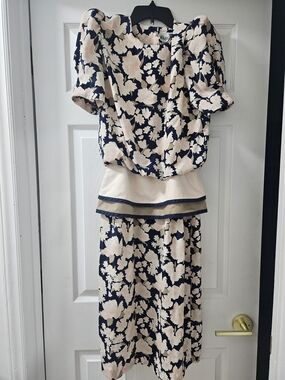 Vintage AGI New York dress Navy & Blush Floral Dress Size S